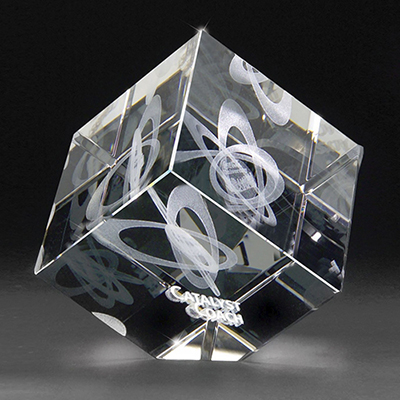 3D Crystal Jewel Cube Medium Award - 3D Laser Engraved
